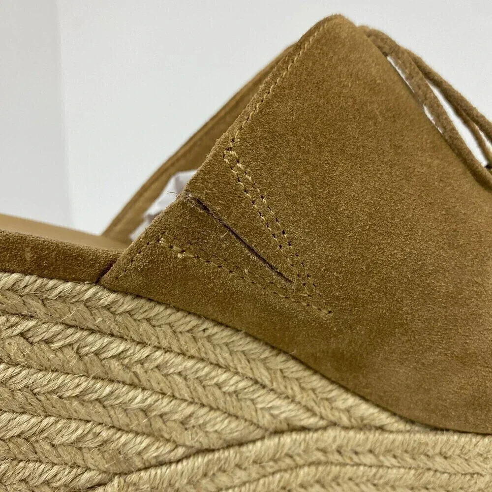 UGG Giorgia Chestnut Suede Espadrille Wedge Sandal Size 9